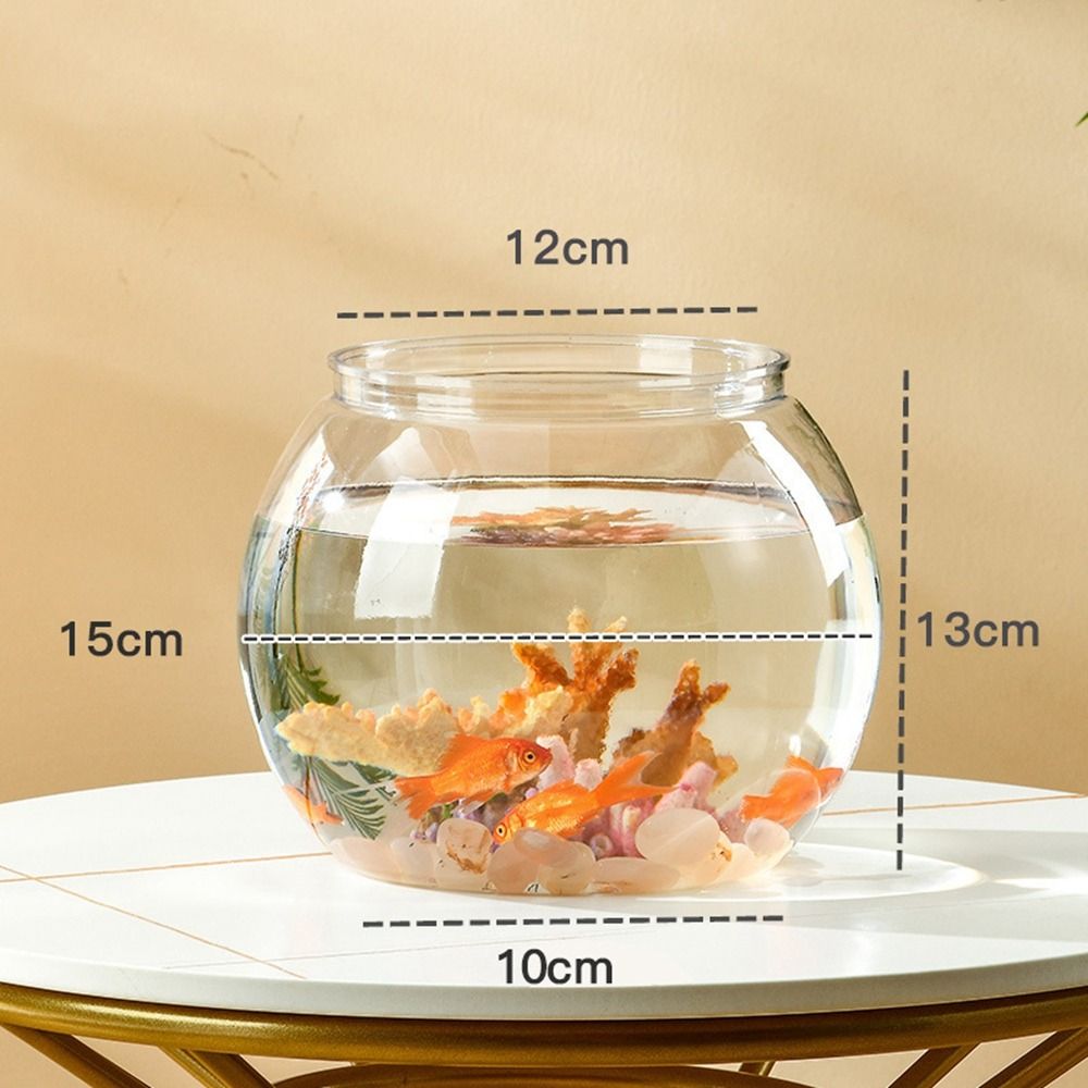 Aquarium Goldfish - ホームデコレーション クリア透明丸型水槽 プラスチック製小型魚鉢 クリエイティブで軽やかな高級感 デスクトップ水槽 リビングルーム用