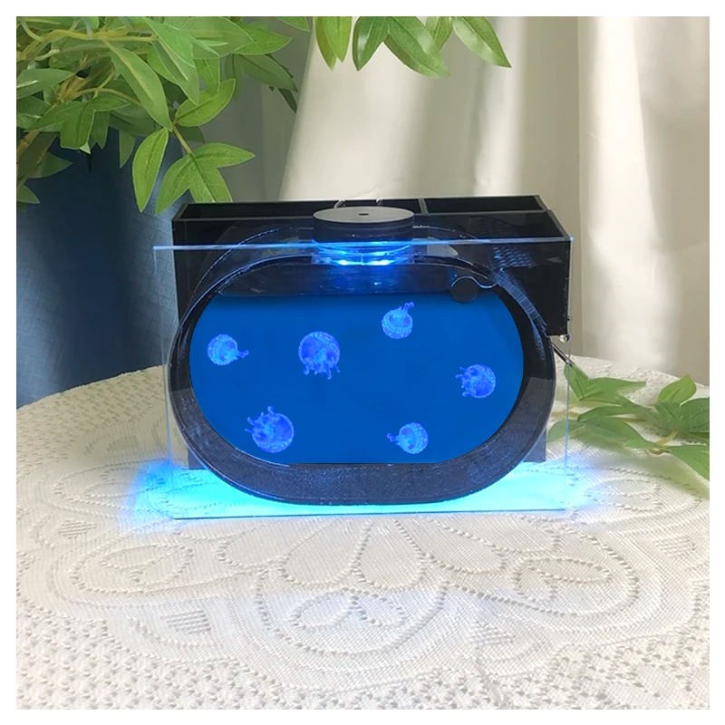 Aquarium Xl - ミニデスクトップアクリル水族館クラゲタンクベタ水槽小型水族館USB電源フィルターとLED照明付き