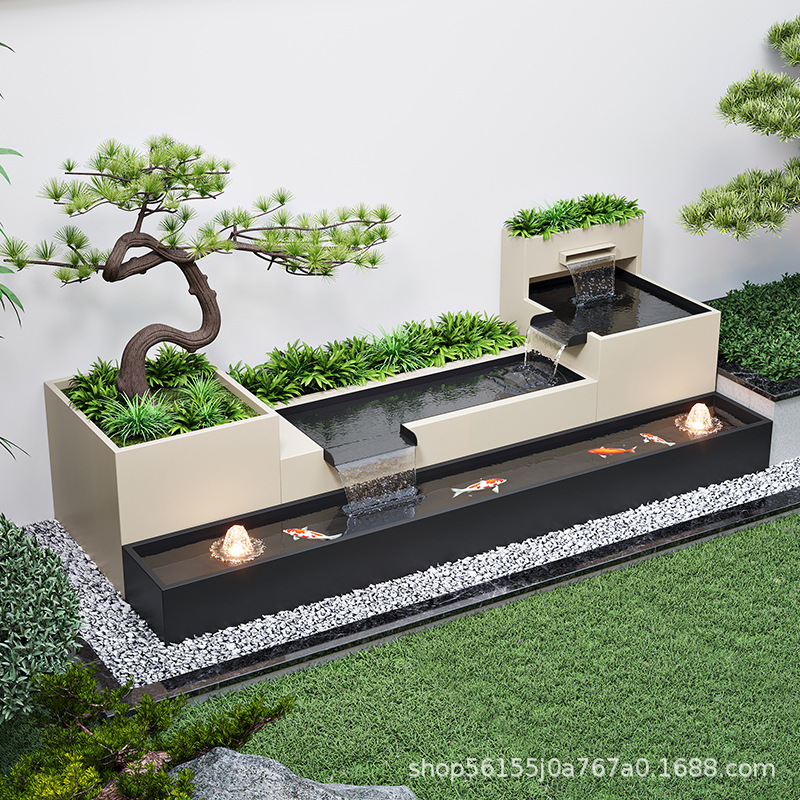 Aquarium Xl - アルミニウム合金製の屋外中庭、流水景観壁、庭園、魚池、花壇の組み合わせ、ステンレス鋼