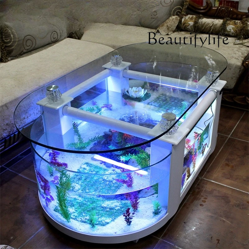 Aquarium Xl - U大型エココーヒーテーブル水槽リビングルーム水槽ガラス家庭用デスクトップカメ水槽テレビキャビネットカスタマイズ可能