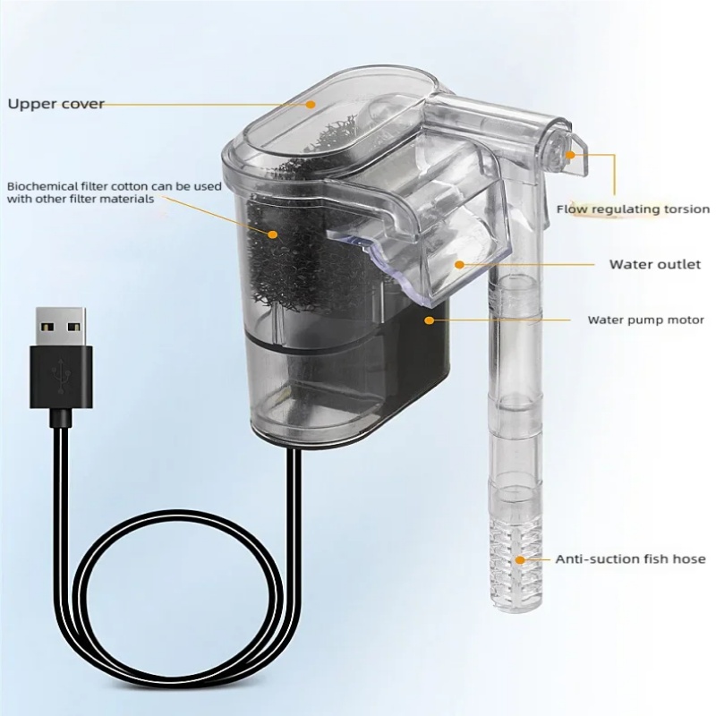 水槽用小型吊り下げ式USBフィルター 2.5W 250H/L - Aquarium Xl のレビューと価格