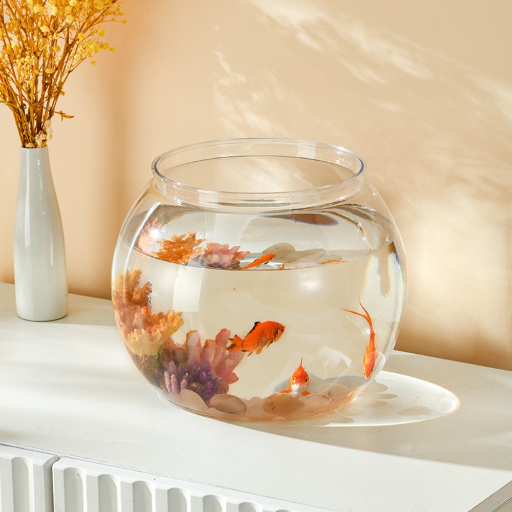 ホームデコレーション クリア透明丸型水槽 プラスチック製小型 - Aquarium Goldfish のレビューと価格