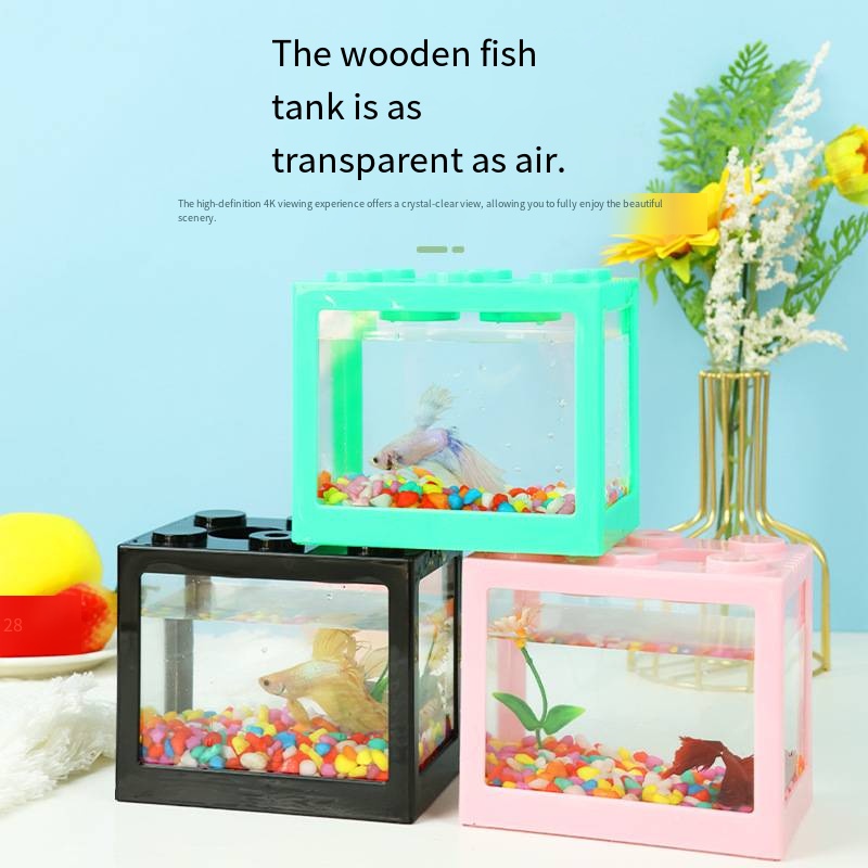 斬新なブロック型ミニ水槽 デスクトップ金魚鉢 小型金魚鉢 テ - Aquarium Goldfish のレビューと価格