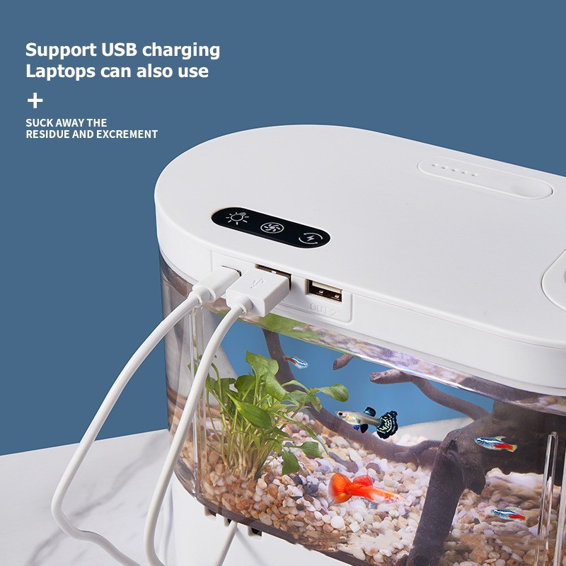 ミニデスクトップ水槽 生化学ろ過システムとLED搭載、水交換 - Aquarium Goldfish のレビューと価格