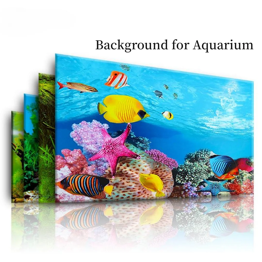 3D水族館の背景ステッカー,水槽の装飾,海洋植物,両面風景, - Aquarium Fish Tank Price のレビューと価格
