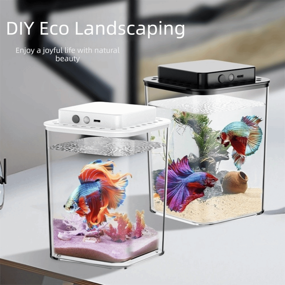 透明なベタ魚水槽、インテリジェントセンシングLEDライト付き - Aquarium Goldfish のレビューと価格