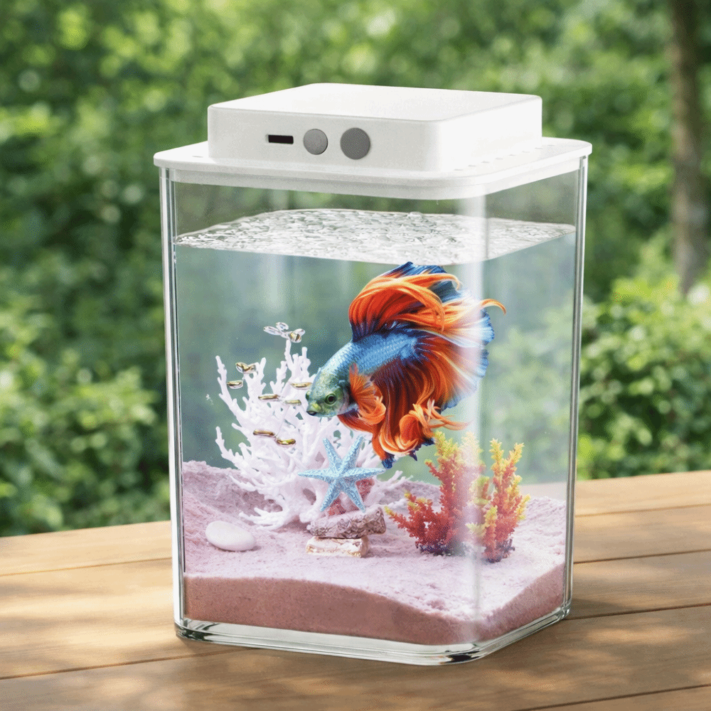 透明なベタ魚水槽、インテリジェントセンシングLEDライト付き - Aquarium Goldfish のレビューと価格