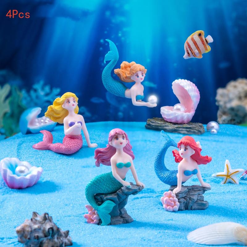 4 個のプラスチック水槽リトルマーメイドオーナメントミニチュ - Aquarium Fish Buy のレビューと価格