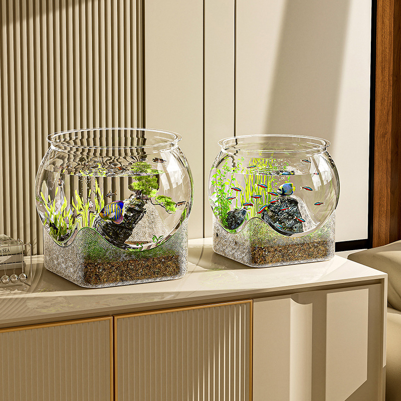 水槽水族館透明ラウンド観賞用ポータブル金魚金魚鉢プラスチック - Aquarium Goldfish のレビューと価格