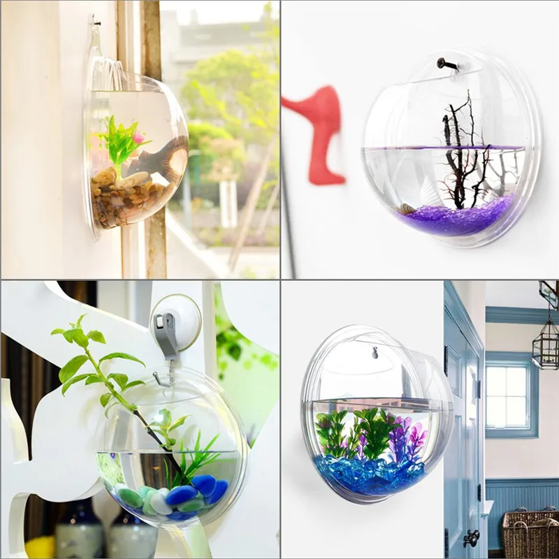 アクリルの壁にぶら下がっている水族館,植物の花瓶,花,ミニ水 - Aquarium Goldfish のレビューと価格