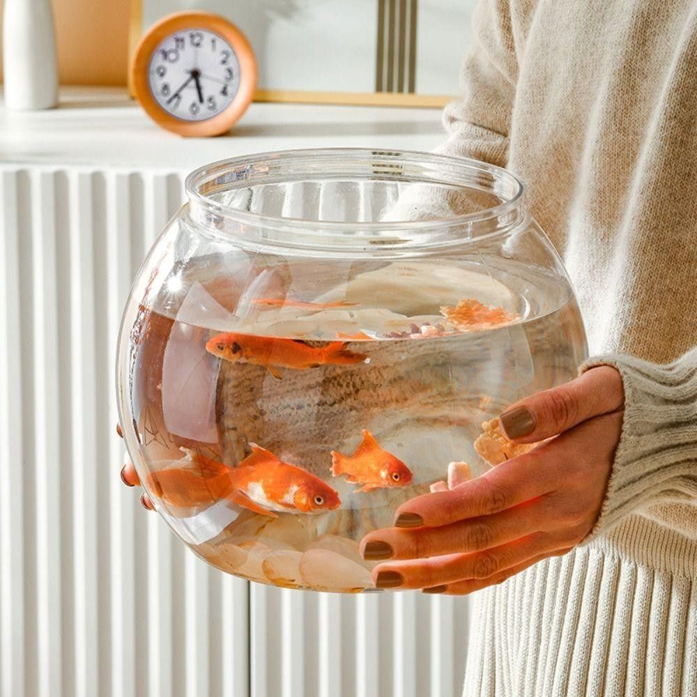 新しい透明な水槽、丸型、割れない、プラスチック製、軽量、小型 - Aquarium Goldfish のレビューと価格